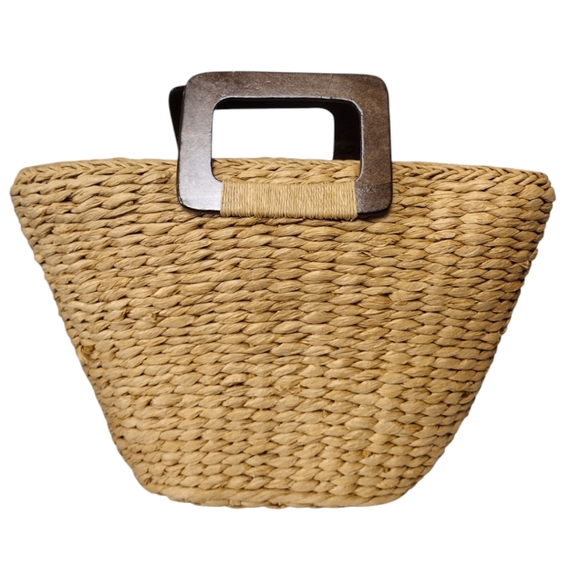 Ann Taylor Strawberry Lined Straw Tote Bag - Picture 1 of 10